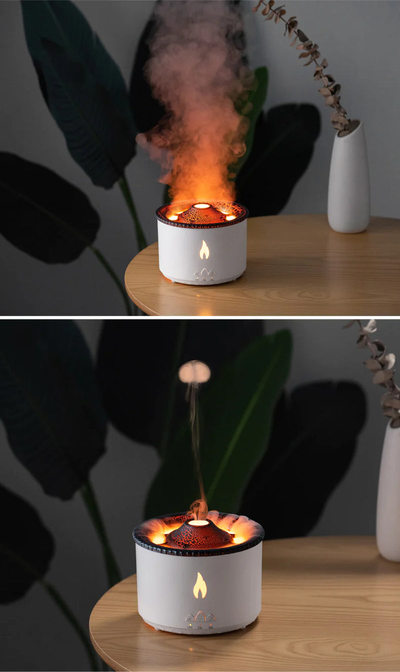 New Creative Ultrasonic Essential Oil Humidifier Volcano Aromatherapy Machine Spray Jellyfish Air Flame Humidifier Diffuser